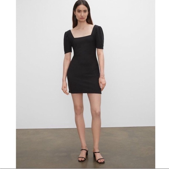 Club Monaco Puff Sleeve Knit Square Neck Mini Dress - Picture 1 of 9